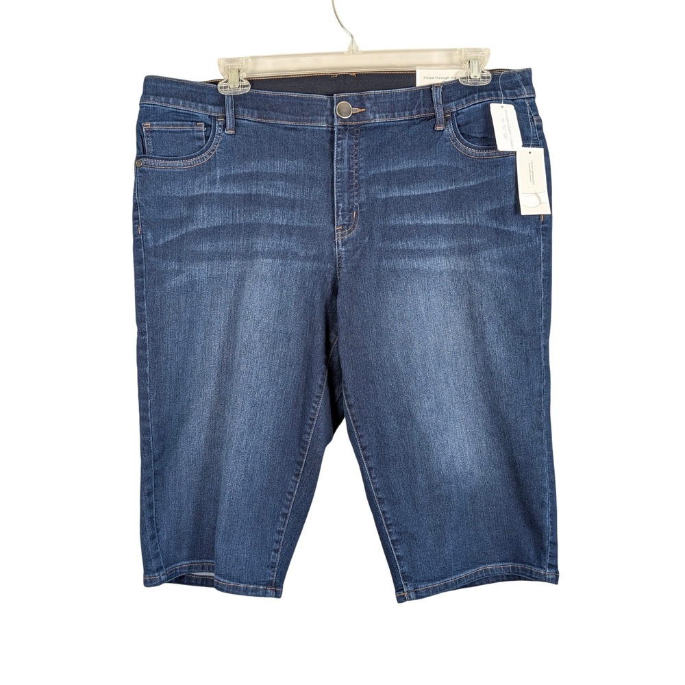 CJ Banks NEW The Perfect Jean Skimmer Shorts Dark Wash Denim 18W